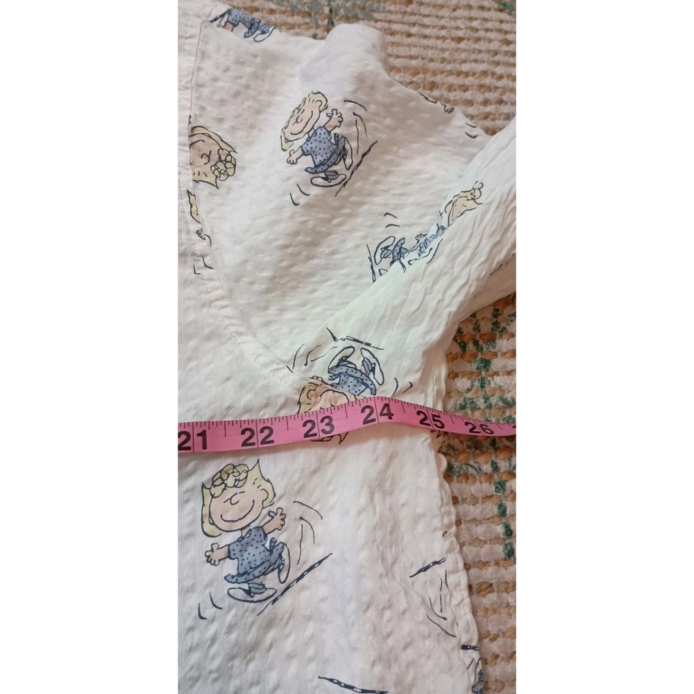 Aerie Peanuts Sally Brown Lounge Button-Up Shirt White Seersucker Sz L Oversized - Picture 7 of 9